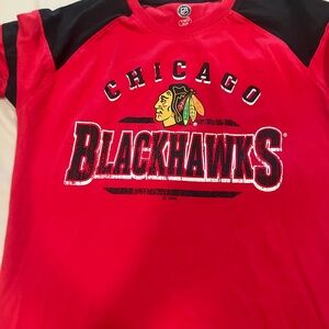 NHL Chicago Blackhawks Red and Black Long Sleeve Tee